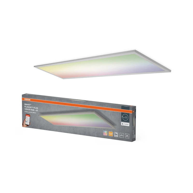 Panel OSRAM Matter SMART+ PLANON PLUS MULTICOLOR, RGB, 120 cm x 30 cm, compatible con Google y Alexa