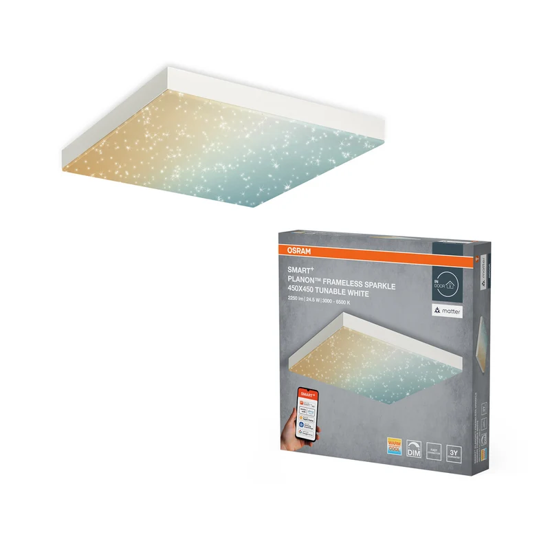 Panel de luz brillante OSRAM Matter SMART+ 450x450, 24,5 W