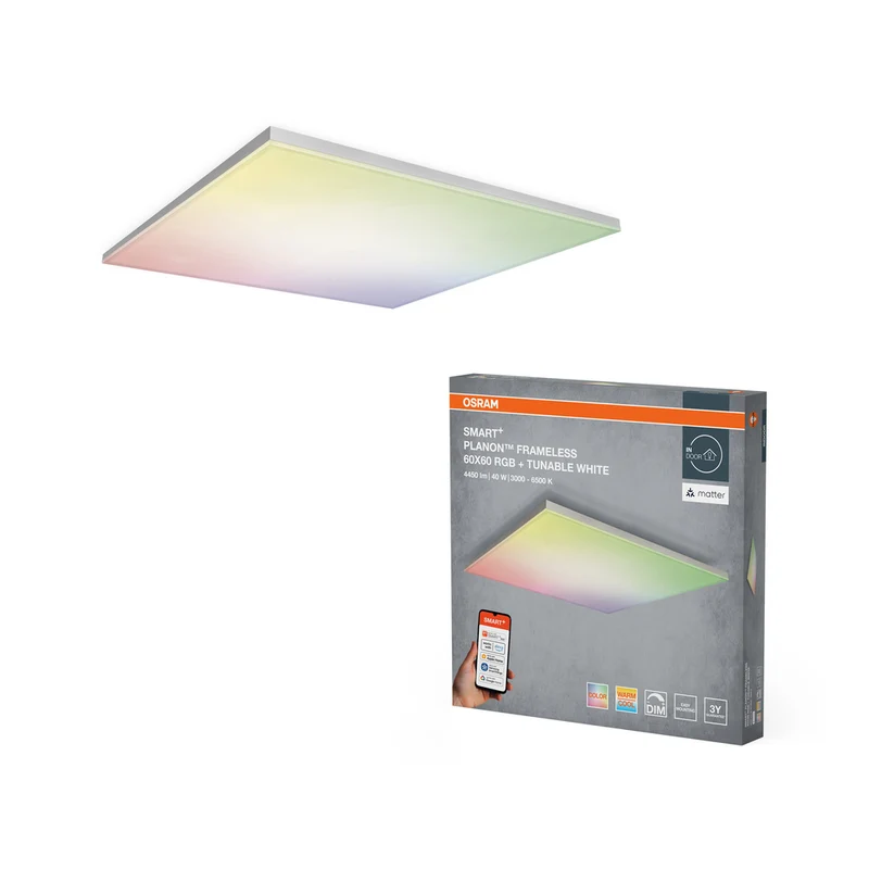 Lámpara de techo LED OSRAM Matter SMART+ Planon sin marco RGBW multicolor 60 x 60 cm 40 W / 3000-6500 K