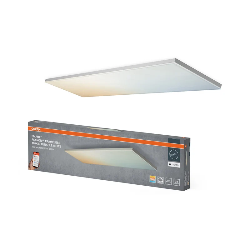 OSRAM Matter SMART+ Planon - Lámpara rectangular sin marco, ajustable, blanca, 1200 x 300