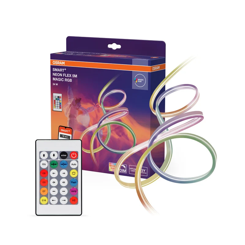 Tira de luz LED OSRAM Wifi SMART+ NEON FLEX MAGIC RGB, 5 m, 24 W, con control remoto