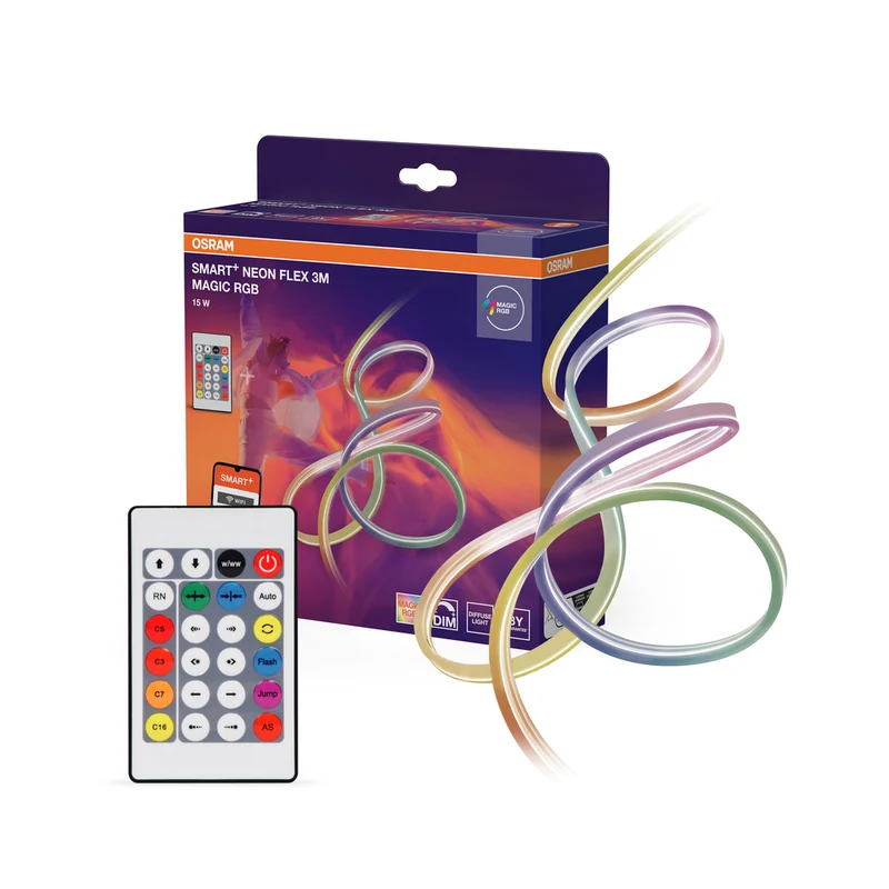 Tira de luz LED OSRAM Wifi SMART+ NEON FLEX MAGIC RGB, 3 m, 15 W, con control remoto