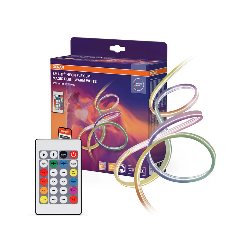 Tira de luz LED OSRAM Wifi SMART+ NEON FLEX MAGIC RGB + TUNABLE WHITE, 3m, 15W, con control remoto