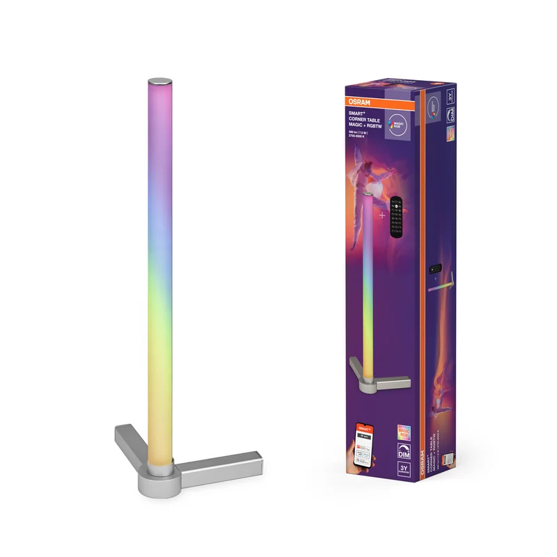 Lámpara de mesa OSRAM Wifi SMART+ CORNER MAGIC, RGB, 77 lm, 7,5 W, mando a distancia, color plata