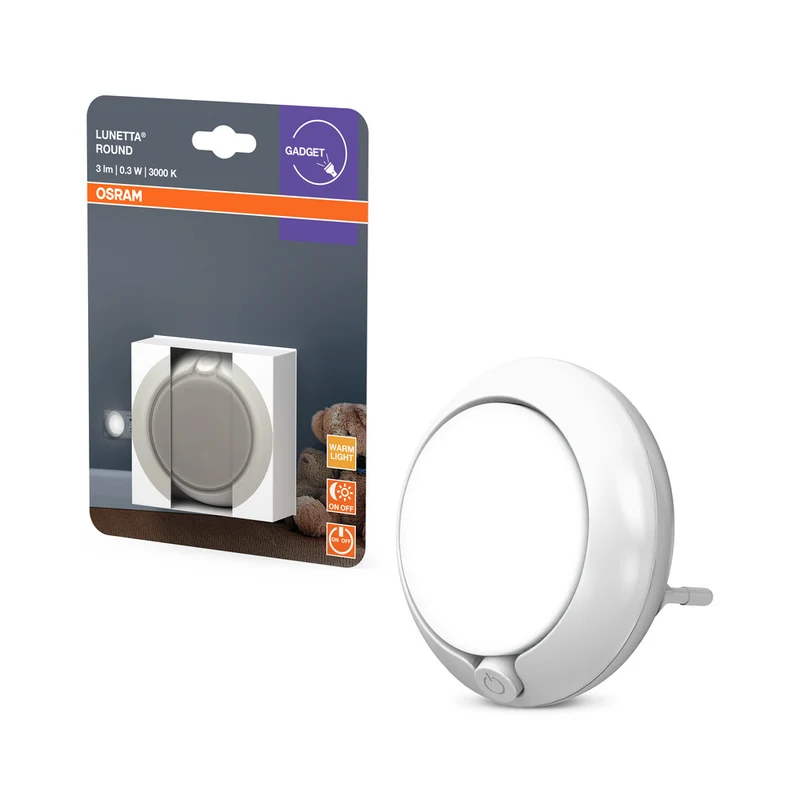 Luz nocturna redonda blanca OSRAM LUNETTA®, 3 lm, 0,3 W, 3000 K