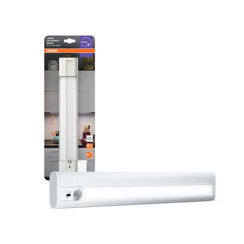 Lámpara LED lineal OSRAM para debajo del armario, con batería móvil, 300 mm, 174 lm, 2,9 W, 4000 K, blanca