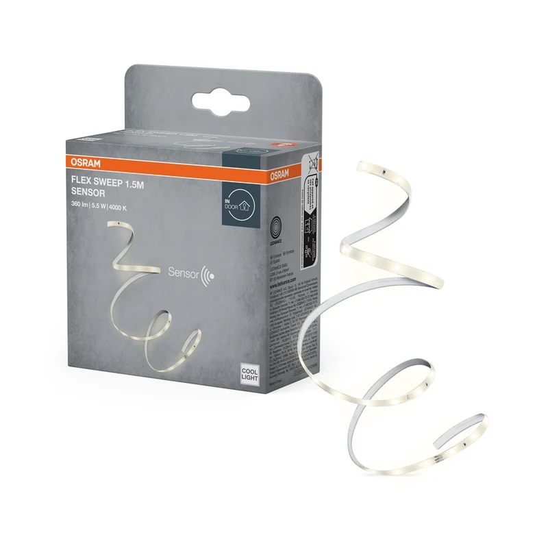 Tira de luz LED flexible OSRAM FLEX SWEEP Sensor, 1,5 m, 4000 K, blanco frío, con sensor de movimiento, 5,5 W, IP20, regulable