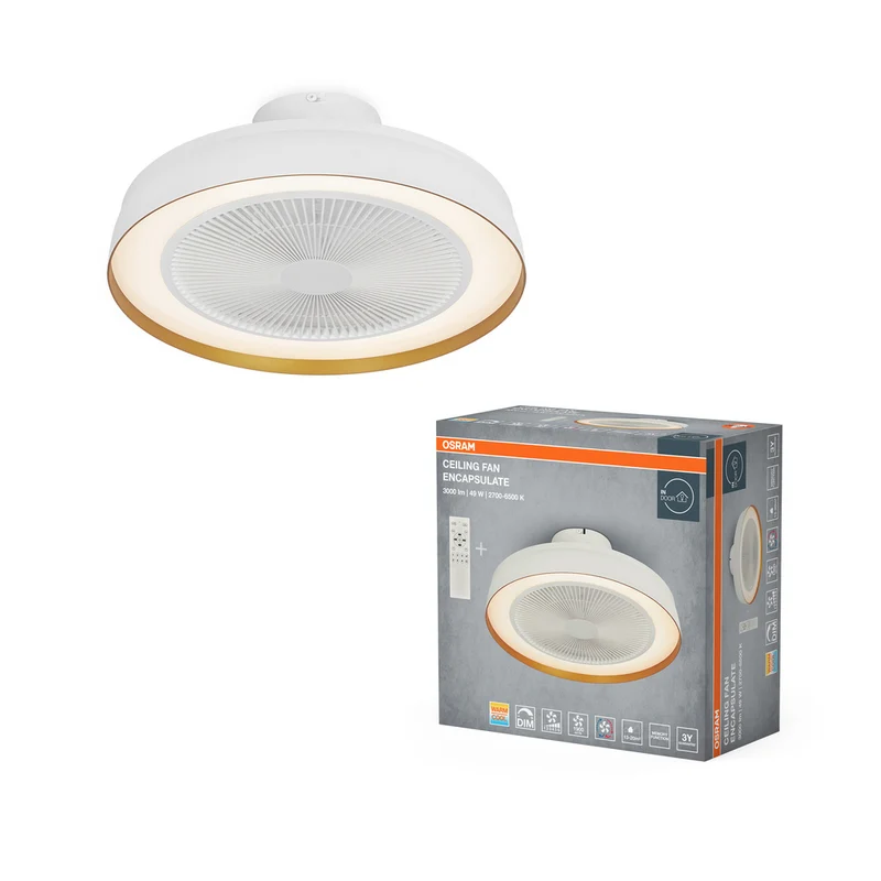 Ventilador de techo OSRAM encapsulado, 49 W, 3000 lm, 2700-6500 K, blanco