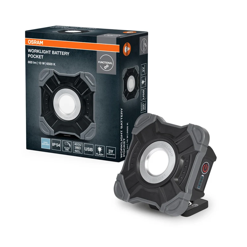 Focos de trabajo OSRAM VALUE BATTERY, USB, foco de construcción 10 W, 800 lm, 6500 K