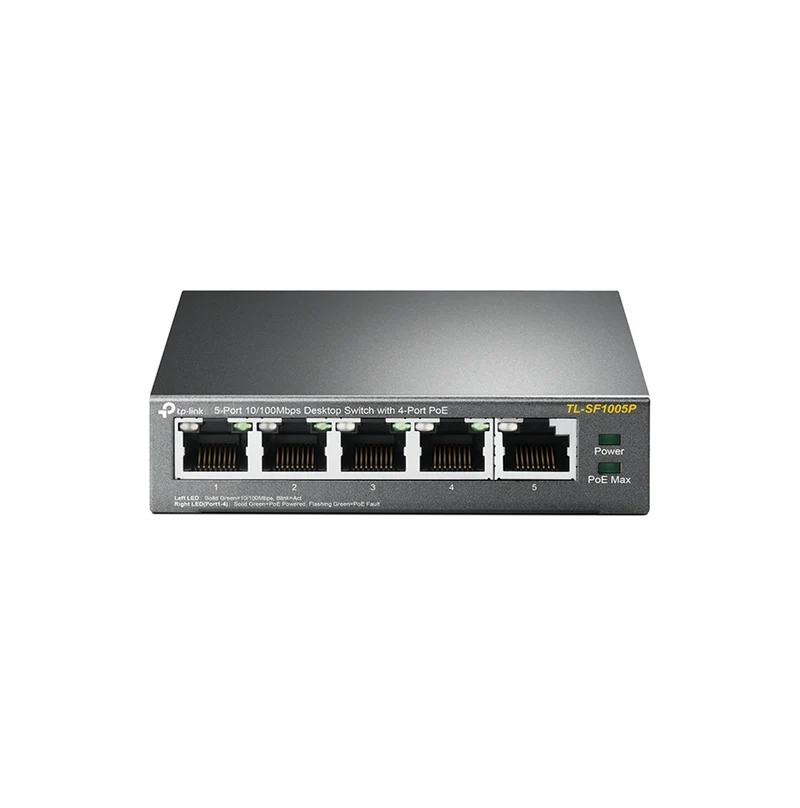 Switch de 5 puertos 10/100MBPS 67W 4 puertos POE+ TL-SF1005P Marca: TP-Link
