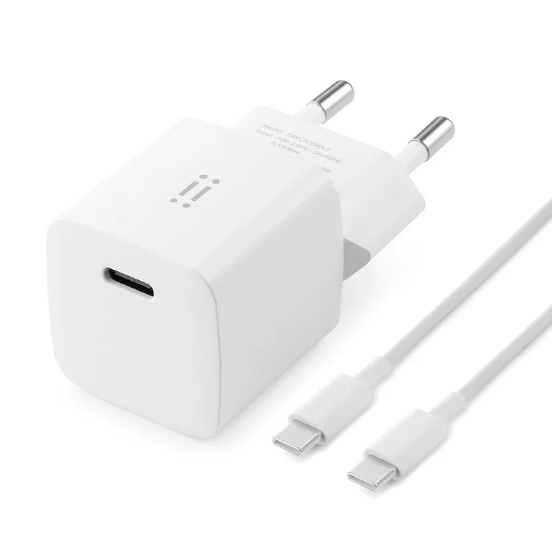Adaptador de corriente de 20 W GaN con cable de USB-C a USB-C de INTECAT