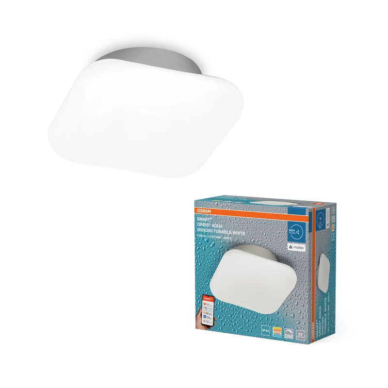 Lámpara de techo para baño OSRAM Matter SMART+ ORBIS LED AQUA 20x20cm Blanco modulable 12W / 3000-6500K