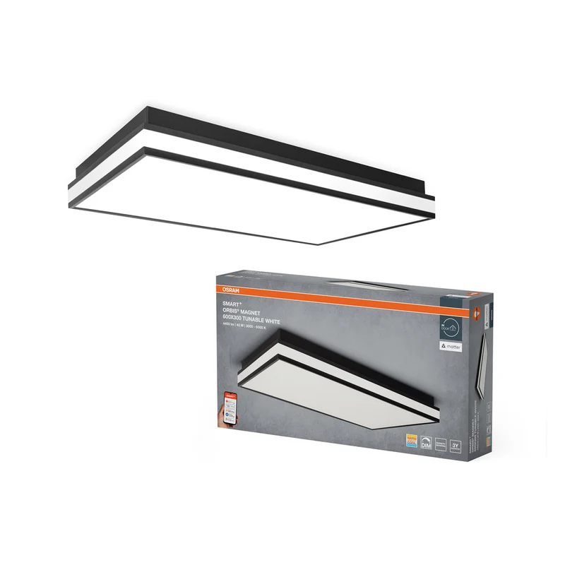 Lámpara de techo LED OSRAM Matter SMART+ ORBIS MAGNET 60x30cm Blanco modulable 42W / 3000-6500K Negro