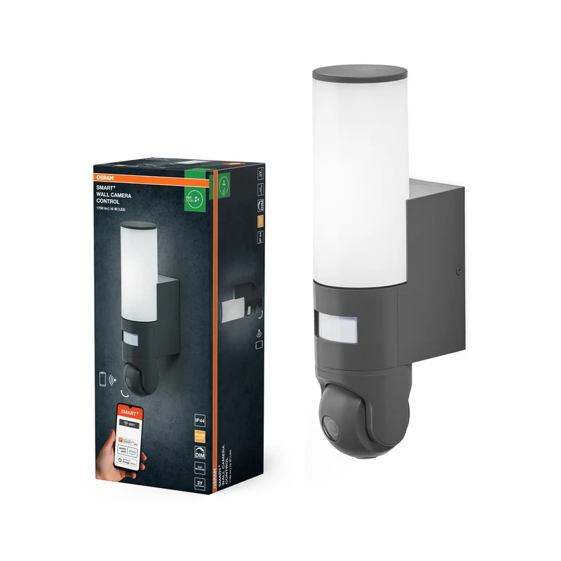 Luz de jardín OSRAM Wifi SMART+ WALL CAMERA CONTROL con sensor de cámara HD 16W / 3000K Blanco cálido