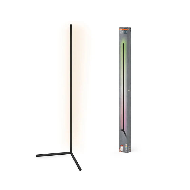 Lámpara de pie LED OSRAM WIFI RGBW, blanco 2700-6500k, 10W, 600lm, 1400mm, compatible con app o asistentes de voz como Alexa, Google Assistant, etc. SMART WIFI FLOOR Corner Para uso interior