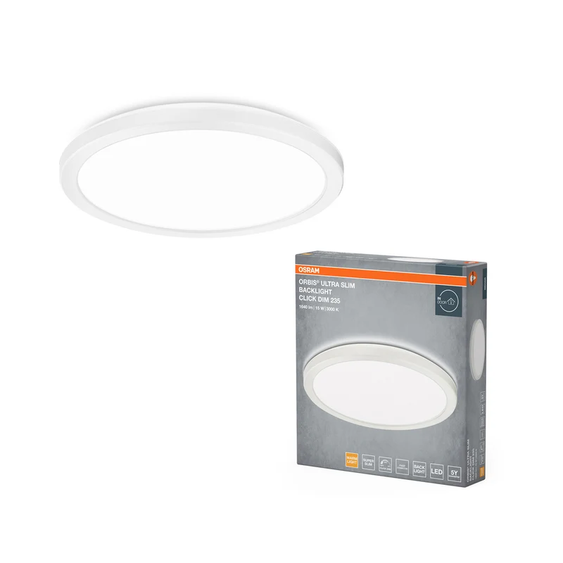 Lámpara de techo OSRAM ORBIS ClickDim de 235 mm, regulable, blanca