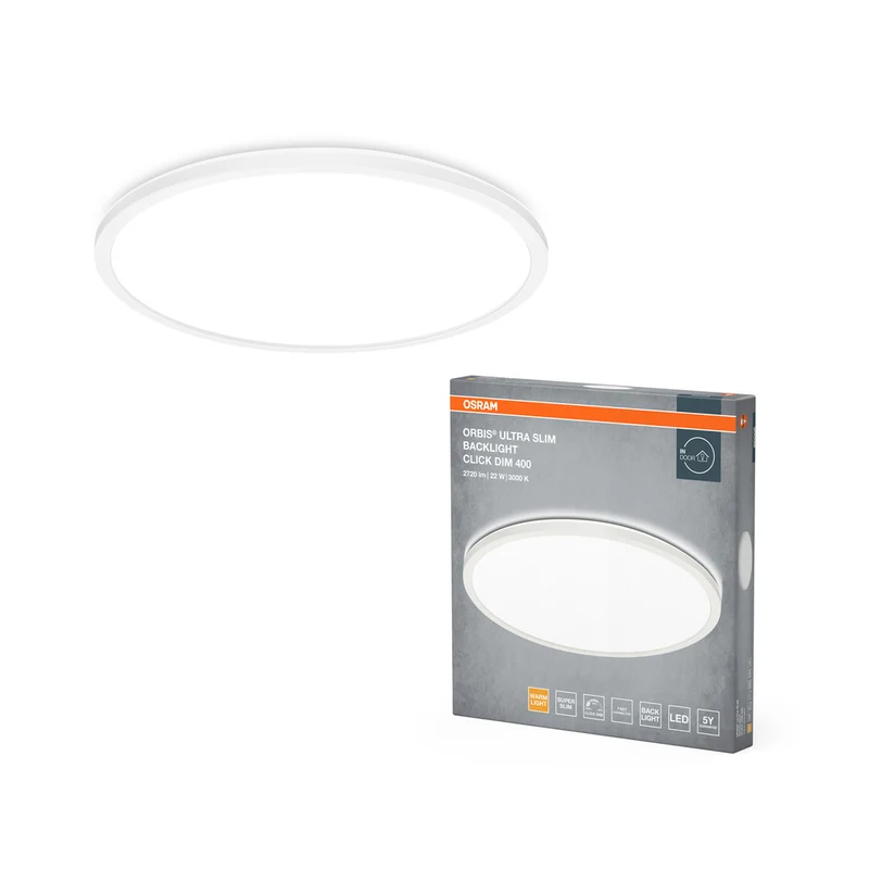 Lámpara de techo OSRAM ORBIS ClickDim de 400 mm, regulable, blanca