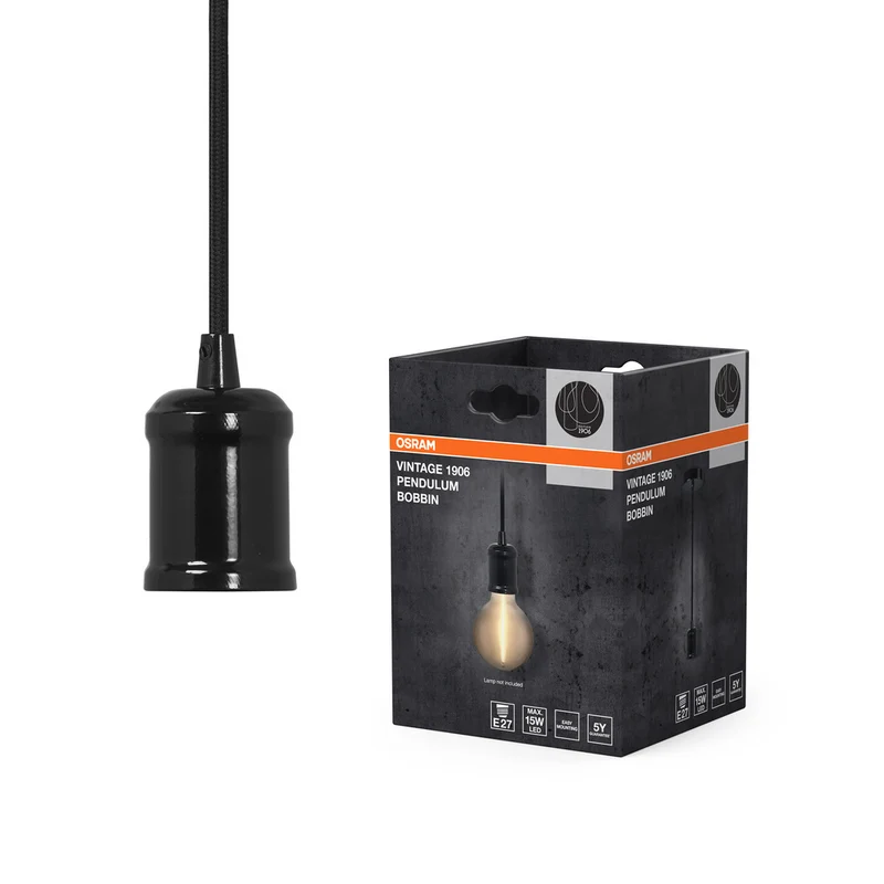 Lámpara colgante OSRAM Vintage 1906® BOBBIN E27, negra