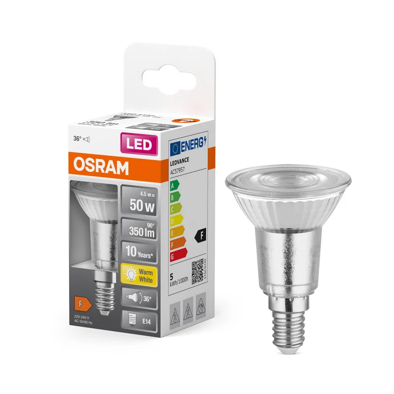 Lámpara LED OSRAM LED STAR PAR16 4,5W 827 E14, 350 lm, 2700 K, Blanco cálido
