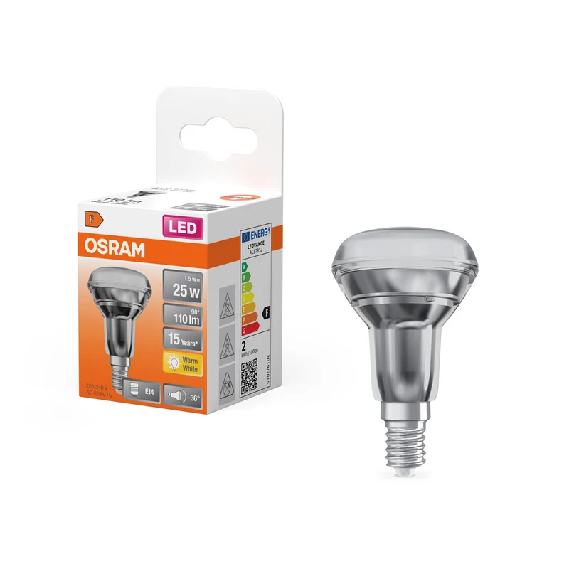 Lámpara LED OSRAM LED STAR R39 1,5 W 827 E14, 110 lm, 2700 K, Blanco cálido