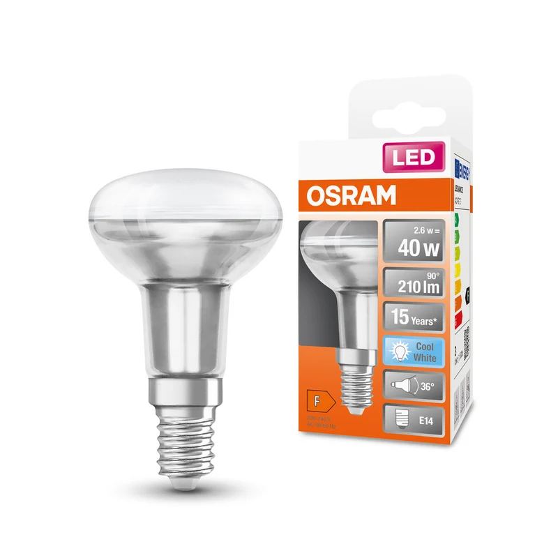 Lámpara LED OSRAM LED STAR R50 2,6W 840 E14, 210 lm, 4000 K, blanco frío