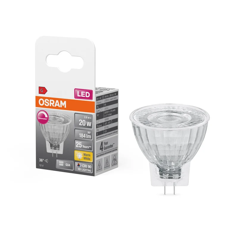 Lámpara LED OSRAM SUPERSTAR MR11 12 V 2,8 W 927 GU4, 184 lm, 2700 K, Blanco cálido