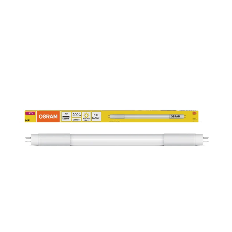 OSRAM LED TUBE T5 HF SHORT, tubo con casquillos a ambos extremos, lámpara, cristal sin plomo, mate, 4 W, (antes 8 W), 380 lm, blanco cálido, 3000 K, 30 000 h, CRI 80