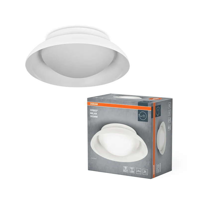Lámpara de techo OSRAM ORBIS MILAN 305 mm, blanca, 2 bombillas E27