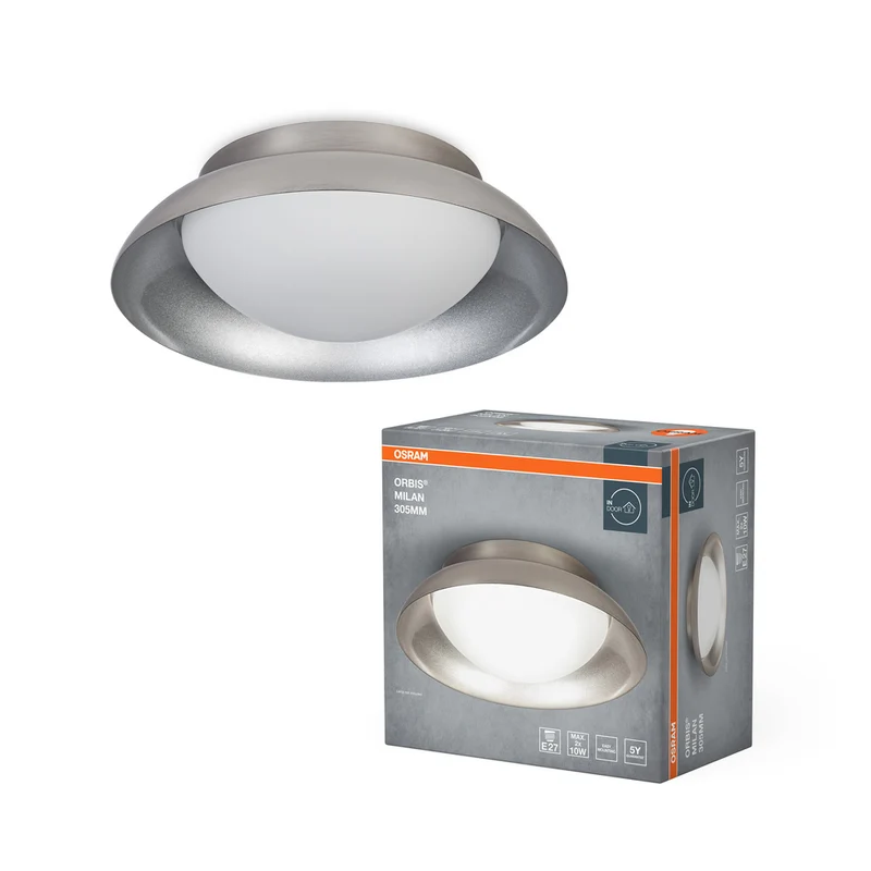 Lámpara de techo OSRAM ORBIS MILAN 305 mm, níquel, 2 bombillas E27