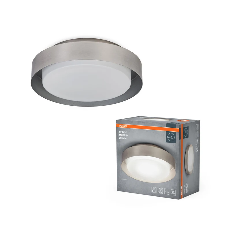 Lámpara de techo OSRAM ORBIS MADRID 290 mm, níquel, E27