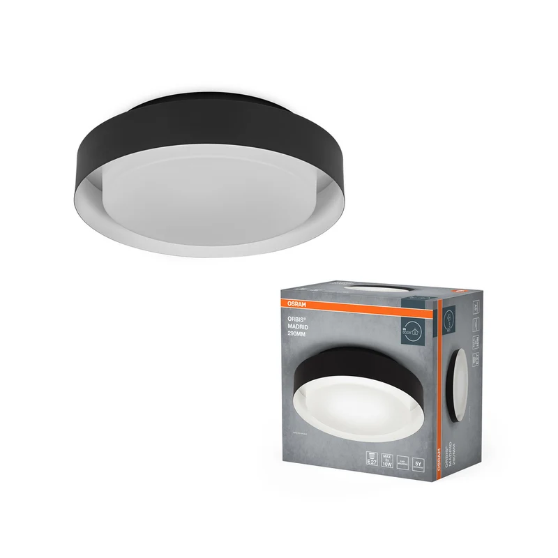 Lámpara de techo OSRAM ORBIS MADRID 290 mm, negra, E27