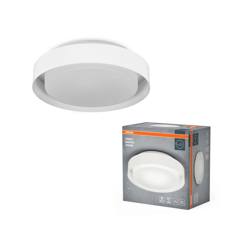 Lámpara de techo OSRAM ORBIS MADRID 290 mm, blanca, E27