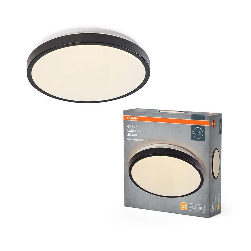 Lámpara de techo OSRAM ORBIS LONDON, negra, 16 W, 2000 lm
