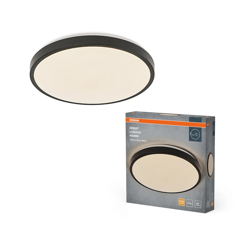 Lámpara de techo OSRAM ORBIS LONDON, negra, 36 W, 4150 lm