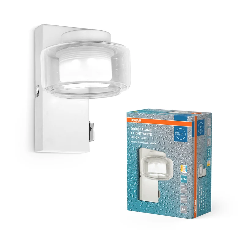 Aplique de baño OSRAM ORBIS Flame 5,5W Click CCT IP44 blanco