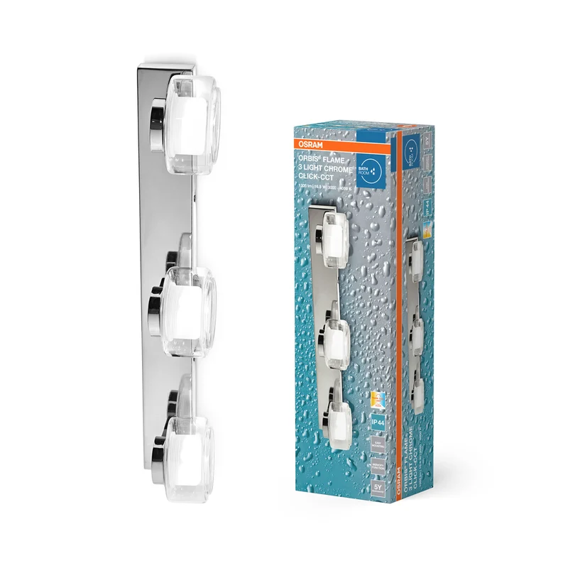 Aplique de baño OSRAM ORBIS Flame 16,5 W Click CCT IP44 Cromo