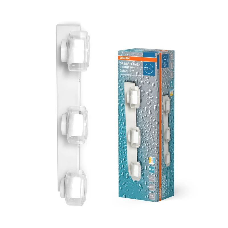Aplique de baño OSRAM ORBIS Flame 16,5W Click CCT IP44 blanco