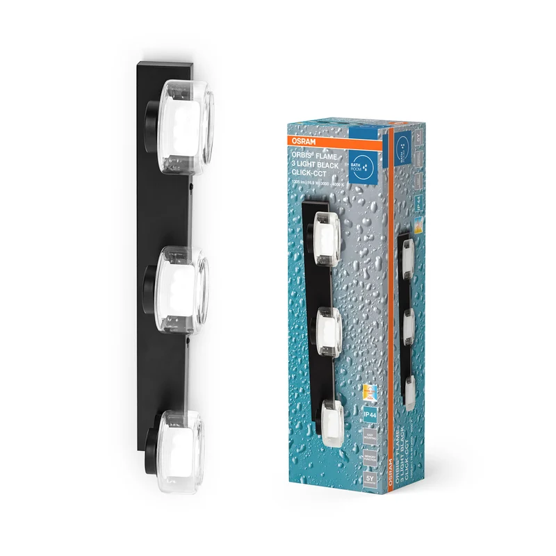Aplique de baño OSRAM ORBIS Flame 16,5 W Click CCT IP44 Negro