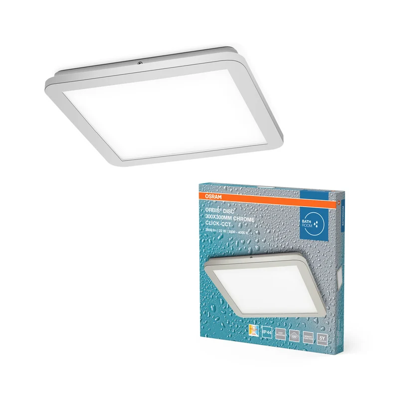 Lámpara de techo para baño OSRAM ORBIS Disc 30x30cm 22W IP44 Cromo