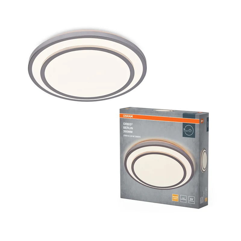 Lámpara de techo OSRAM ORBIS BERLIN, plata, 24 W, 2700 lm
