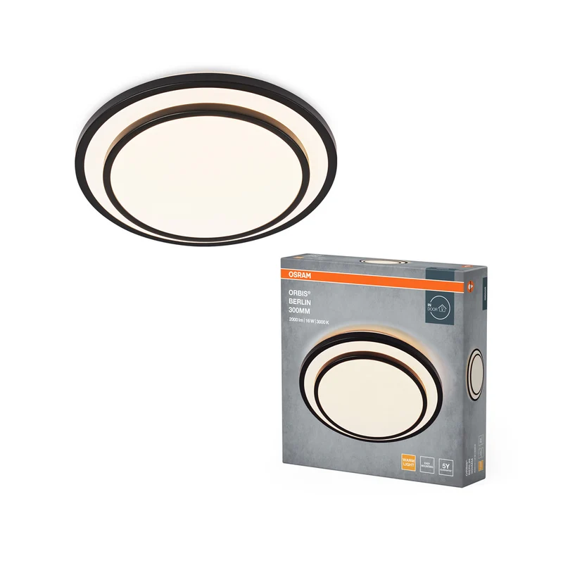 Lámpara de techo OSRAM ORBIS BERLIN, negra, 16 W, 2000 lm