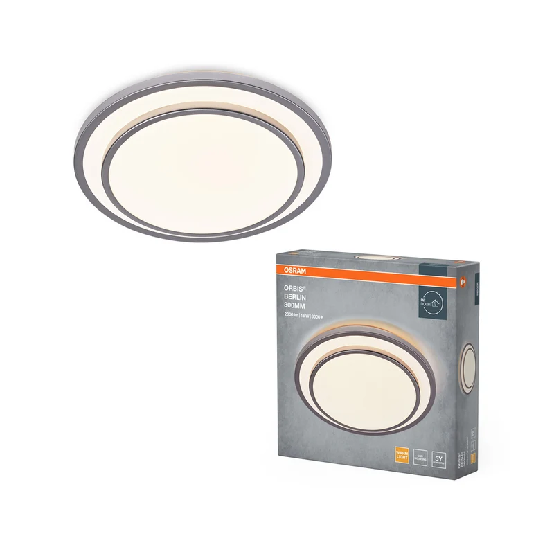 Lámpara de techo OSRAM ORBIS BERLIN, plateada, 16 W, 2000 lm