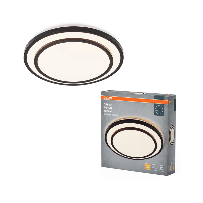 Lámpara de techo OSRAM ORBIS BERLIN, negra, 24 W, 2700 lm
