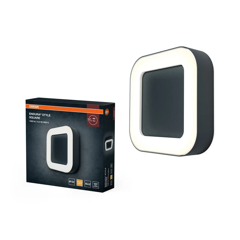 Lámpara LED cuadrada de exterior OSRAM ENDURA Style Square para pared o techo, en gris oscuro, de aluminio, con protección IP44, para terraza y balcón