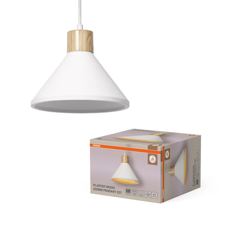 Lámpara colgante OSRAM DECOR Plaster Wood Plaster, E27, 220 mm