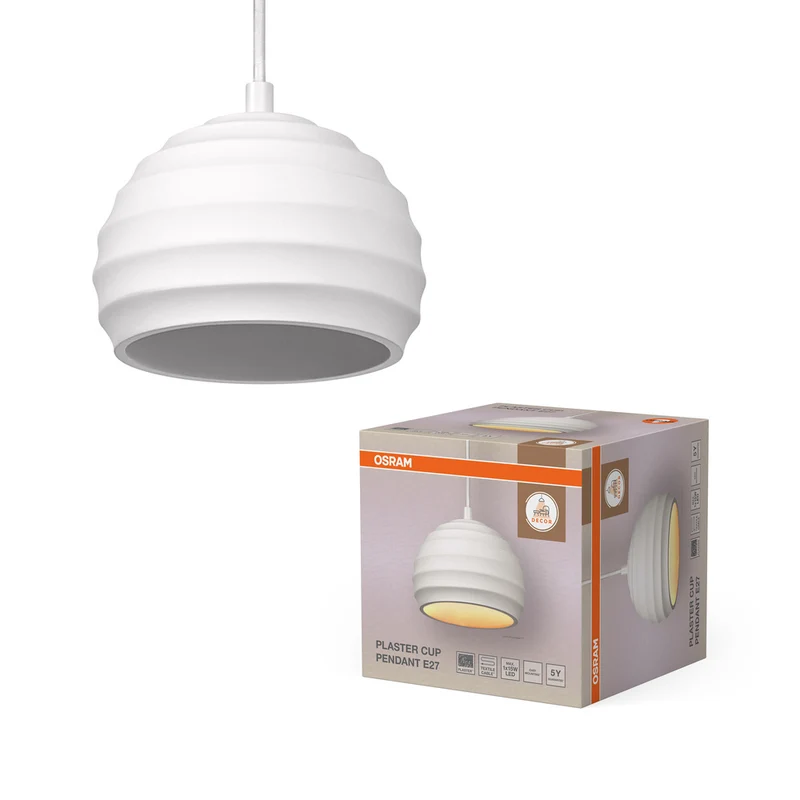 Lámpara colgante de yeso OSRAM DECOR Plaster, E27, 160 mm
