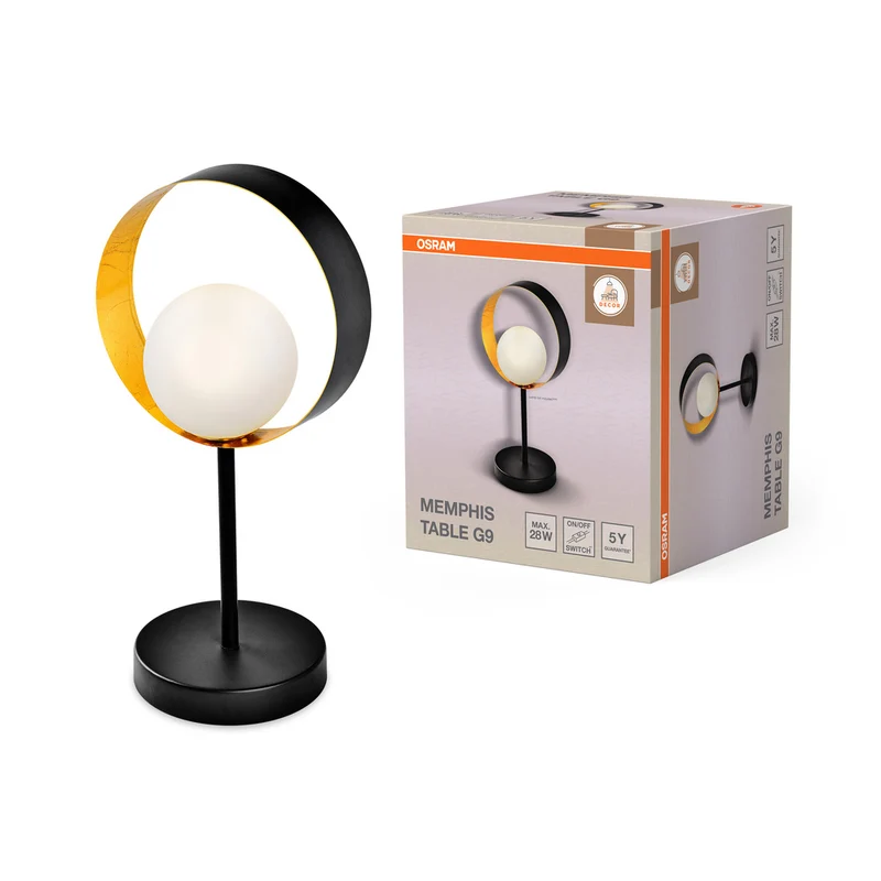 Lámpara de mesa OSRAM DECOR Memphis, negra/dorada, casquillo G9