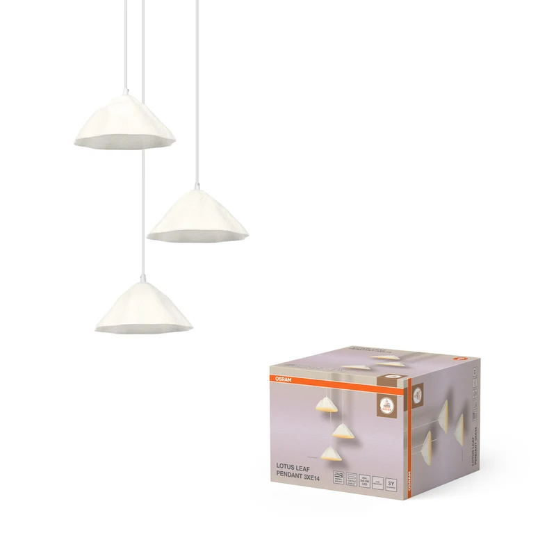 Lámpara colgante OSRAM DECOR, 3 luces, Decor Lotus Leaf, blanca, E14