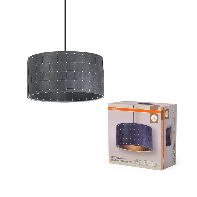 Lámpara colgante OSRAM DECOR Decor Felt Weaving gris, E27, 380 mm