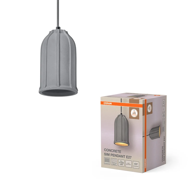 Lámpara colgante de hormigón OSRAM DECOR Concrete Sim, E27, 115 mm